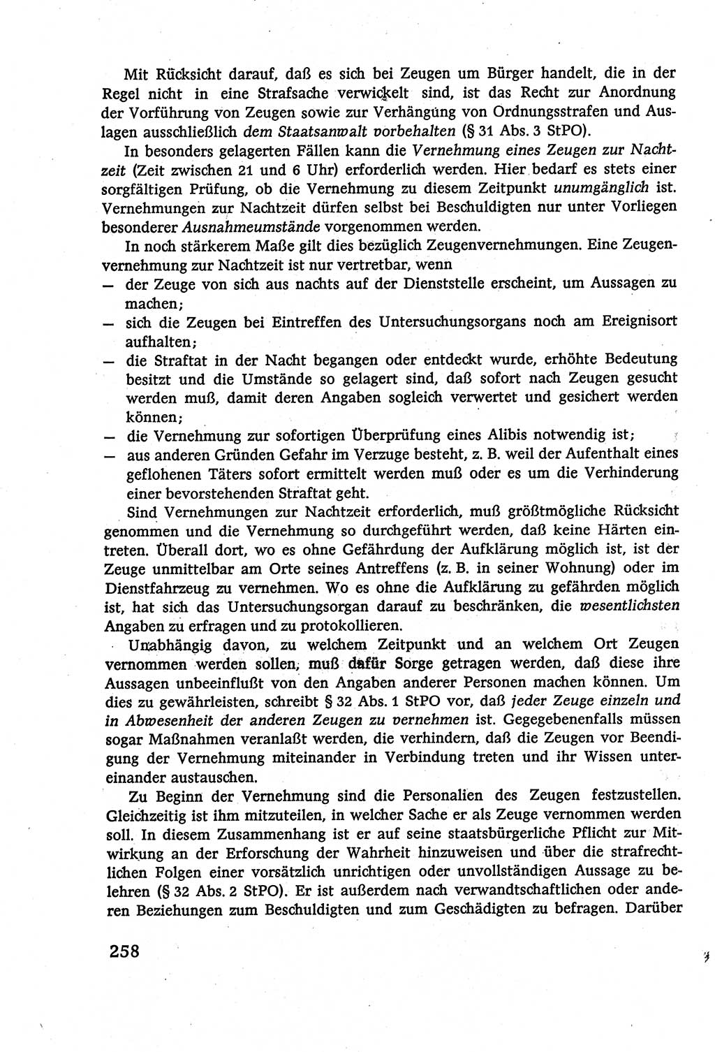 Strafverfahrensrecht [Deutsche Demokratische Republik (DDR)], Lehrbuch 1977, Seite 258 (Strafverf.-R. DDR Lb. 1977, S. 258)