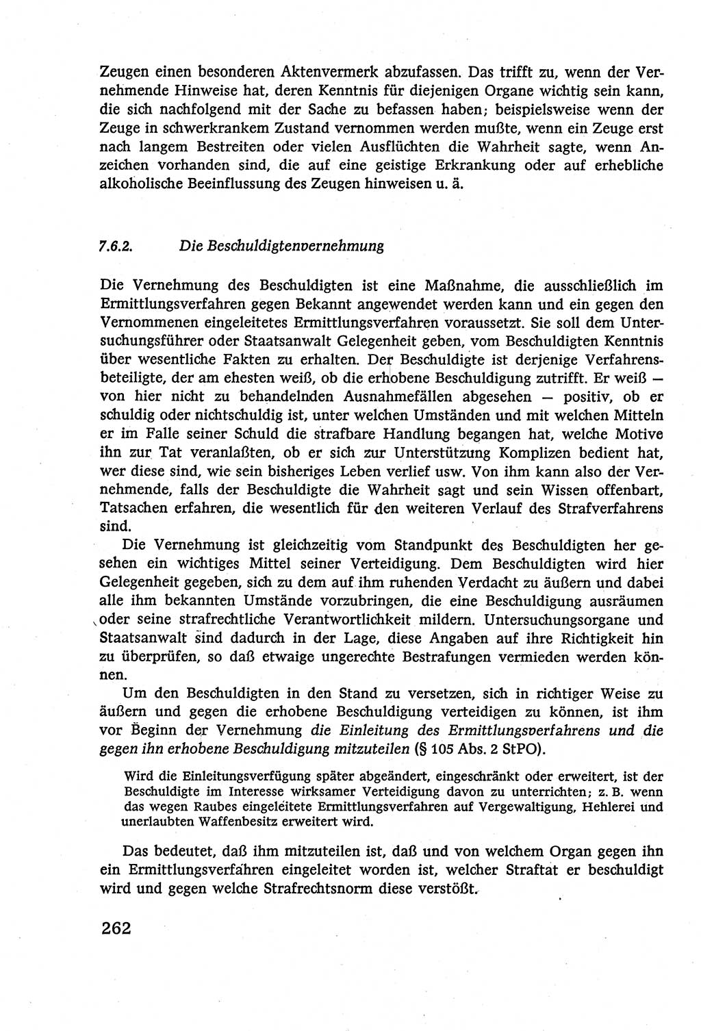 Strafverfahrensrecht [Deutsche Demokratische Republik (DDR)], Lehrbuch 1977, Seite 262 (Strafverf.-R. DDR Lb. 1977, S. 262)