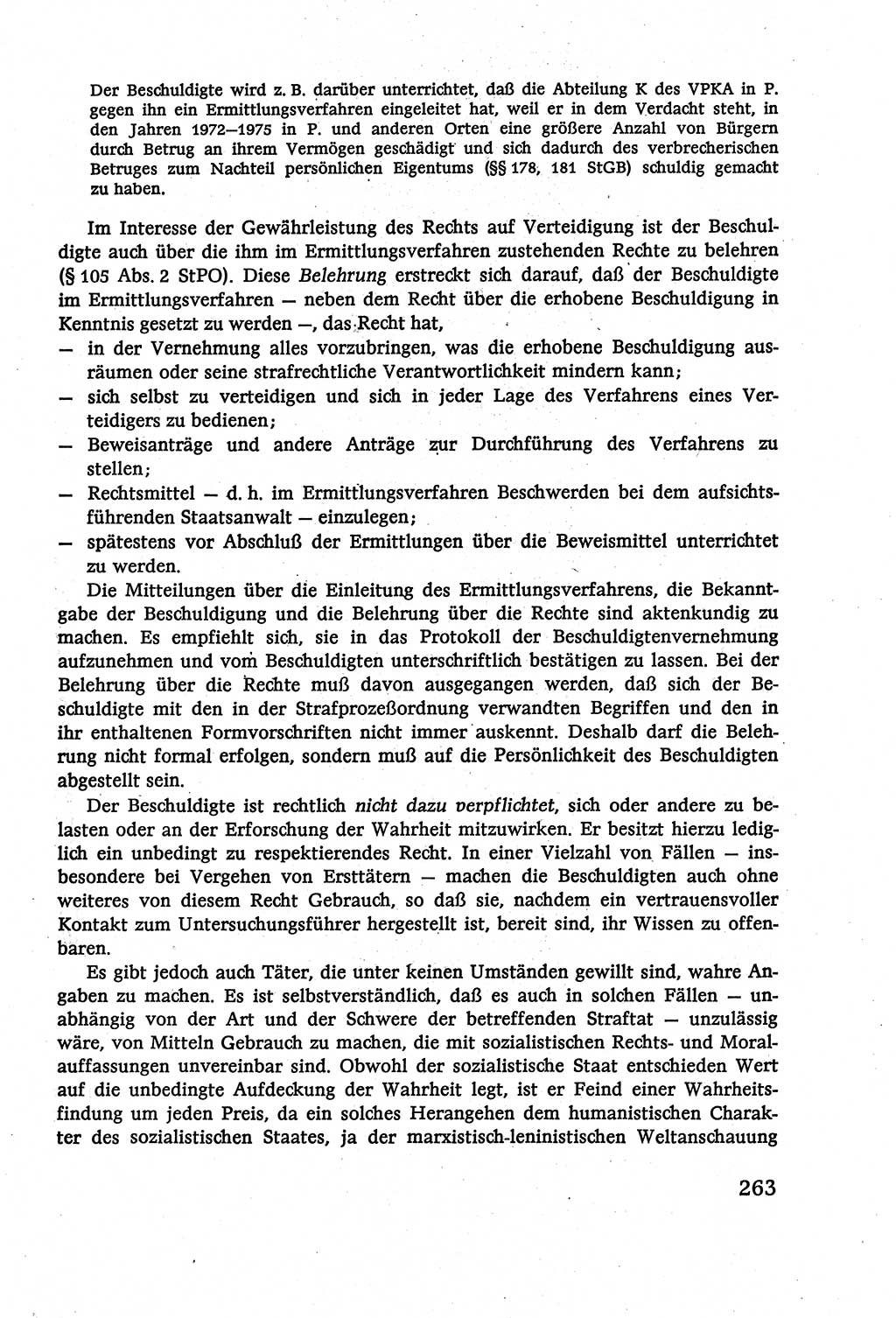 Strafverfahrensrecht [Deutsche Demokratische Republik (DDR)], Lehrbuch 1977, Seite 263 (Strafverf.-R. DDR Lb. 1977, S. 263)