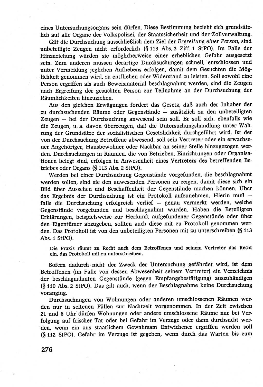 Strafverfahrensrecht [Deutsche Demokratische Republik (DDR)], Lehrbuch 1977, Seite 276 (Strafverf.-R. DDR Lb. 1977, S. 276)