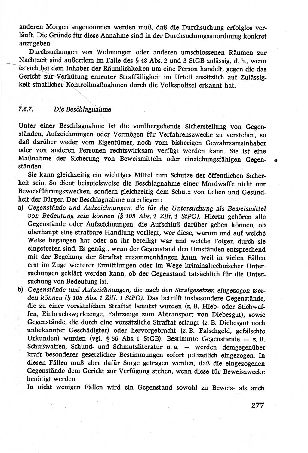 Strafverfahrensrecht [Deutsche Demokratische Republik (DDR)], Lehrbuch 1977, Seite 277 (Strafverf.-R. DDR Lb. 1977, S. 277)
