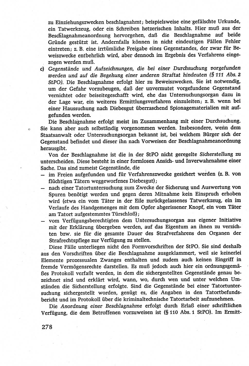 Strafverfahrensrecht [Deutsche Demokratische Republik (DDR)], Lehrbuch 1977, Seite 278 (Strafverf.-R. DDR Lb. 1977, S. 278)