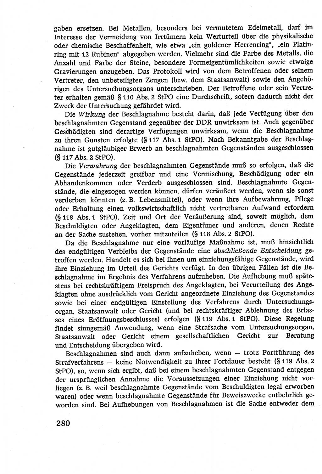 Strafverfahrensrecht [Deutsche Demokratische Republik (DDR)], Lehrbuch 1977, Seite 280 (Strafverf.-R. DDR Lb. 1977, S. 280)