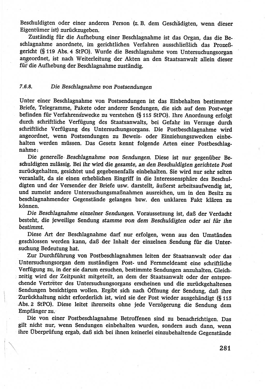 Strafverfahrensrecht [Deutsche Demokratische Republik (DDR)], Lehrbuch 1977, Seite 281 (Strafverf.-R. DDR Lb. 1977, S. 281)