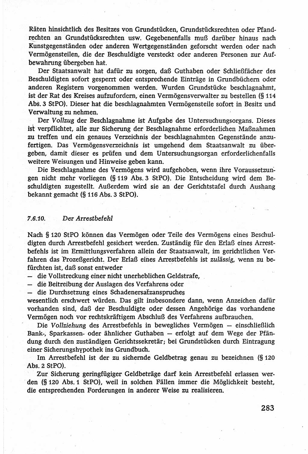 Strafverfahrensrecht [Deutsche Demokratische Republik (DDR)], Lehrbuch 1977, Seite 283 (Strafverf.-R. DDR Lb. 1977, S. 283)