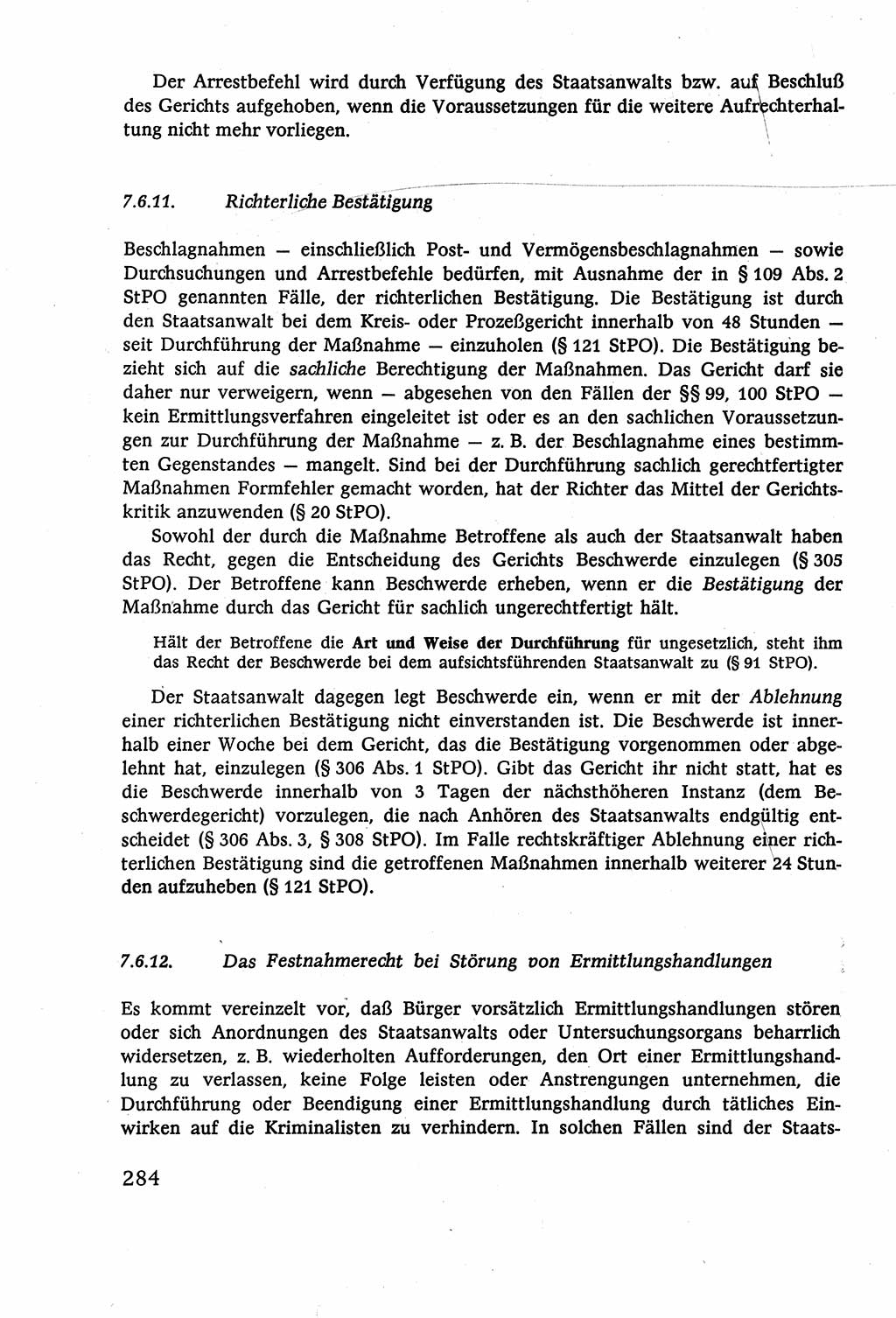 Strafverfahrensrecht [Deutsche Demokratische Republik (DDR)], Lehrbuch 1977, Seite 284 (Strafverf.-R. DDR Lb. 1977, S. 284)