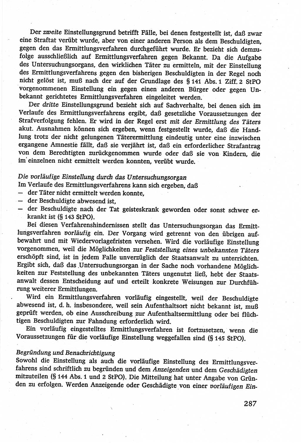 Strafverfahrensrecht [Deutsche Demokratische Republik (DDR)], Lehrbuch 1977, Seite 287 (Strafverf.-R. DDR Lb. 1977, S. 287)