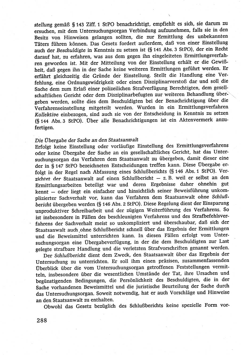 Strafverfahrensrecht [Deutsche Demokratische Republik (DDR)], Lehrbuch 1977, Seite 288 (Strafverf.-R. DDR Lb. 1977, S. 288)