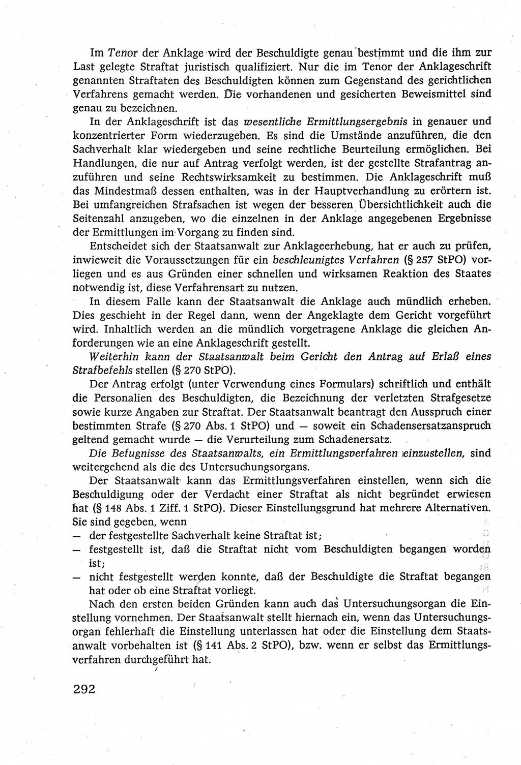 Strafverfahrensrecht [Deutsche Demokratische Republik (DDR)], Lehrbuch 1977, Seite 292 (Strafverf.-R. DDR Lb. 1977, S. 292)