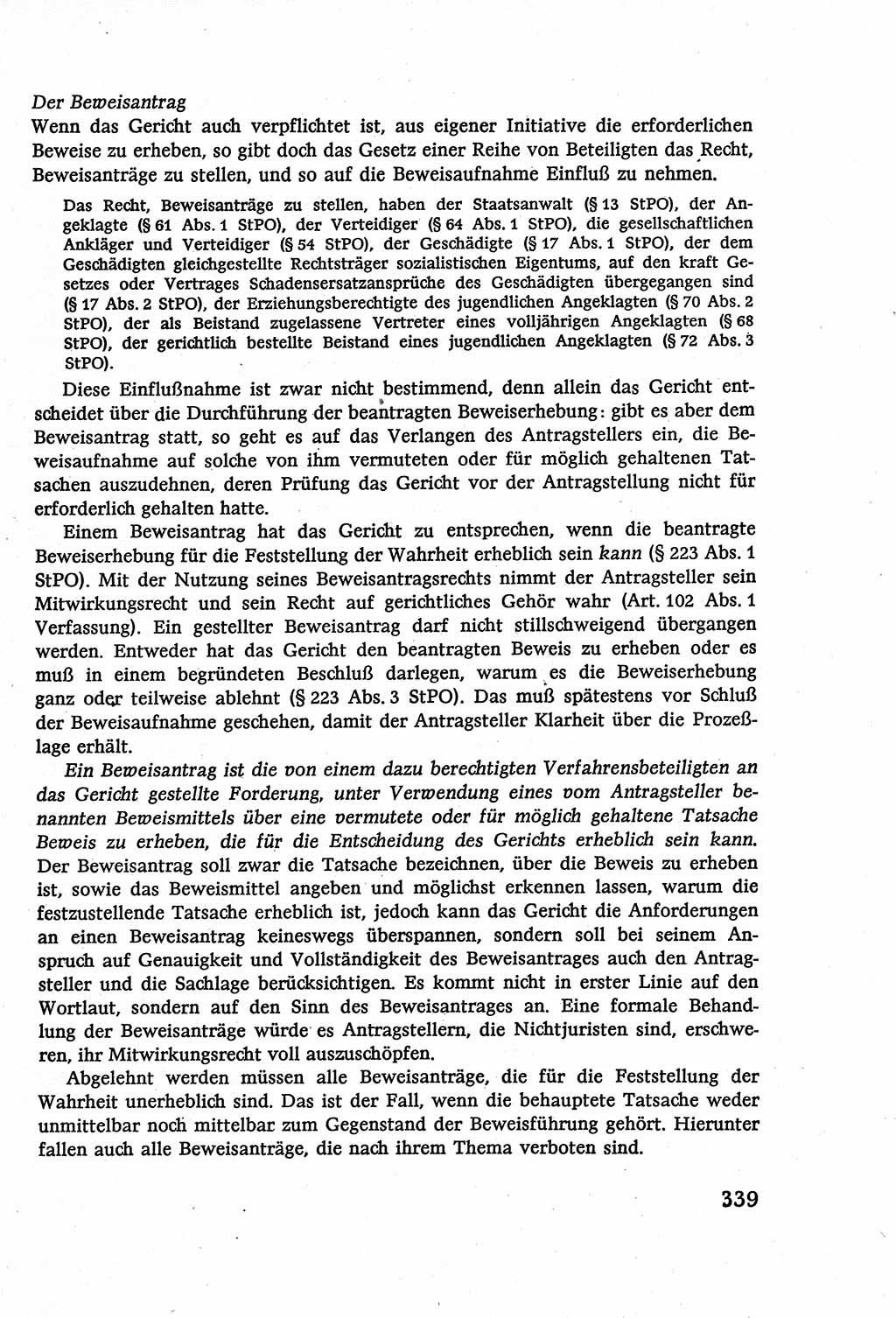 Strafverfahrensrecht [Deutsche Demokratische Republik (DDR)], Lehrbuch 1977, Seite 339 (Strafverf.-R. DDR Lb. 1977, S. 339)