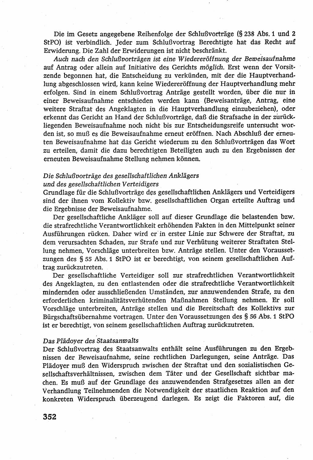 Strafverfahrensrecht [Deutsche Demokratische Republik (DDR)], Lehrbuch 1977, Seite 352 (Strafverf.-R. DDR Lb. 1977, S. 352)