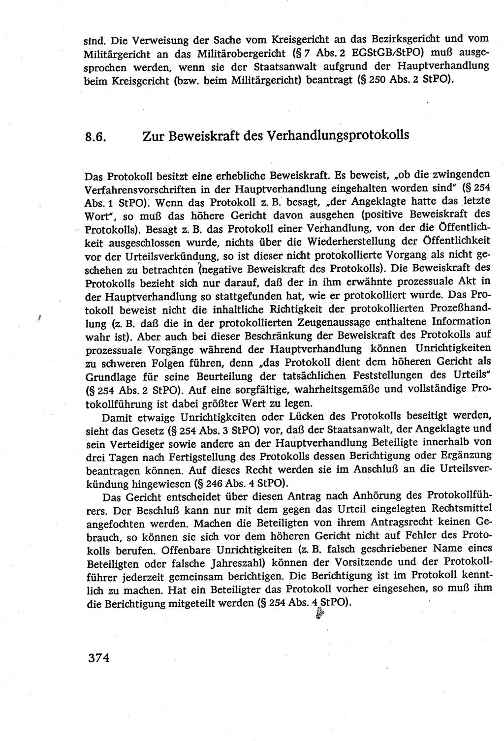 Strafverfahrensrecht [Deutsche Demokratische Republik (DDR)], Lehrbuch 1977, Seite 374 (Strafverf.-R. DDR Lb. 1977, S. 374)