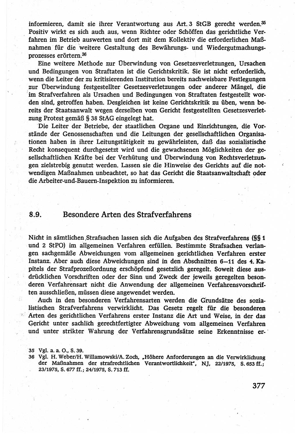 Strafverfahrensrecht [Deutsche Demokratische Republik (DDR)], Lehrbuch 1977, Seite 377 (Strafverf.-R. DDR Lb. 1977, S. 377)