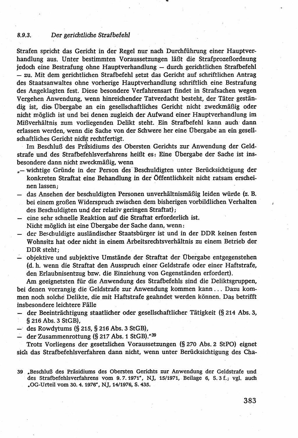 Strafverfahrensrecht [Deutsche Demokratische Republik (DDR)], Lehrbuch 1977, Seite 383 (Strafverf.-R. DDR Lb. 1977, S. 383)