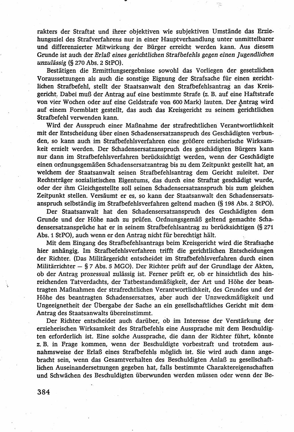 Strafverfahrensrecht [Deutsche Demokratische Republik (DDR)], Lehrbuch 1977, Seite 384 (Strafverf.-R. DDR Lb. 1977, S. 384)