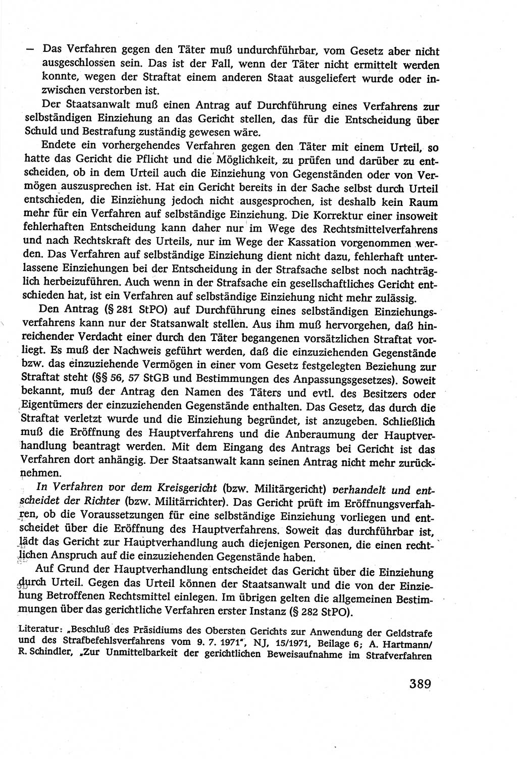Strafverfahrensrecht [Deutsche Demokratische Republik (DDR)], Lehrbuch 1977, Seite 389 (Strafverf.-R. DDR Lb. 1977, S. 389)