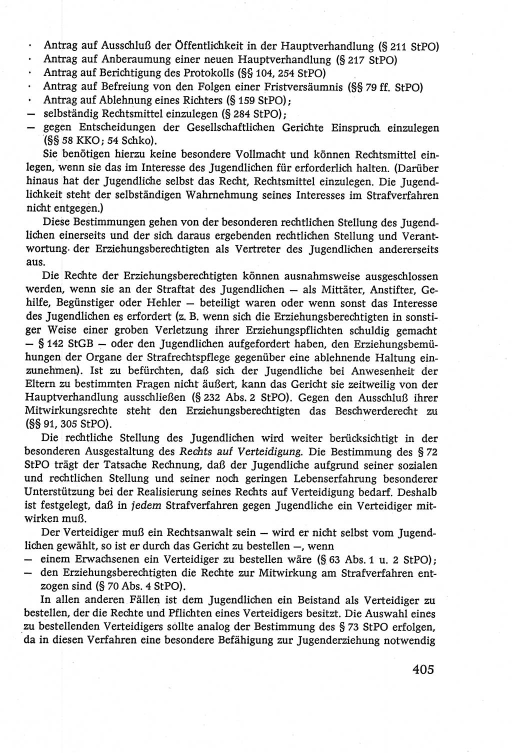 Strafverfahrensrecht [Deutsche Demokratische Republik (DDR)], Lehrbuch 1977, Seite 405 (Strafverf.-R. DDR Lb. 1977, S. 405)