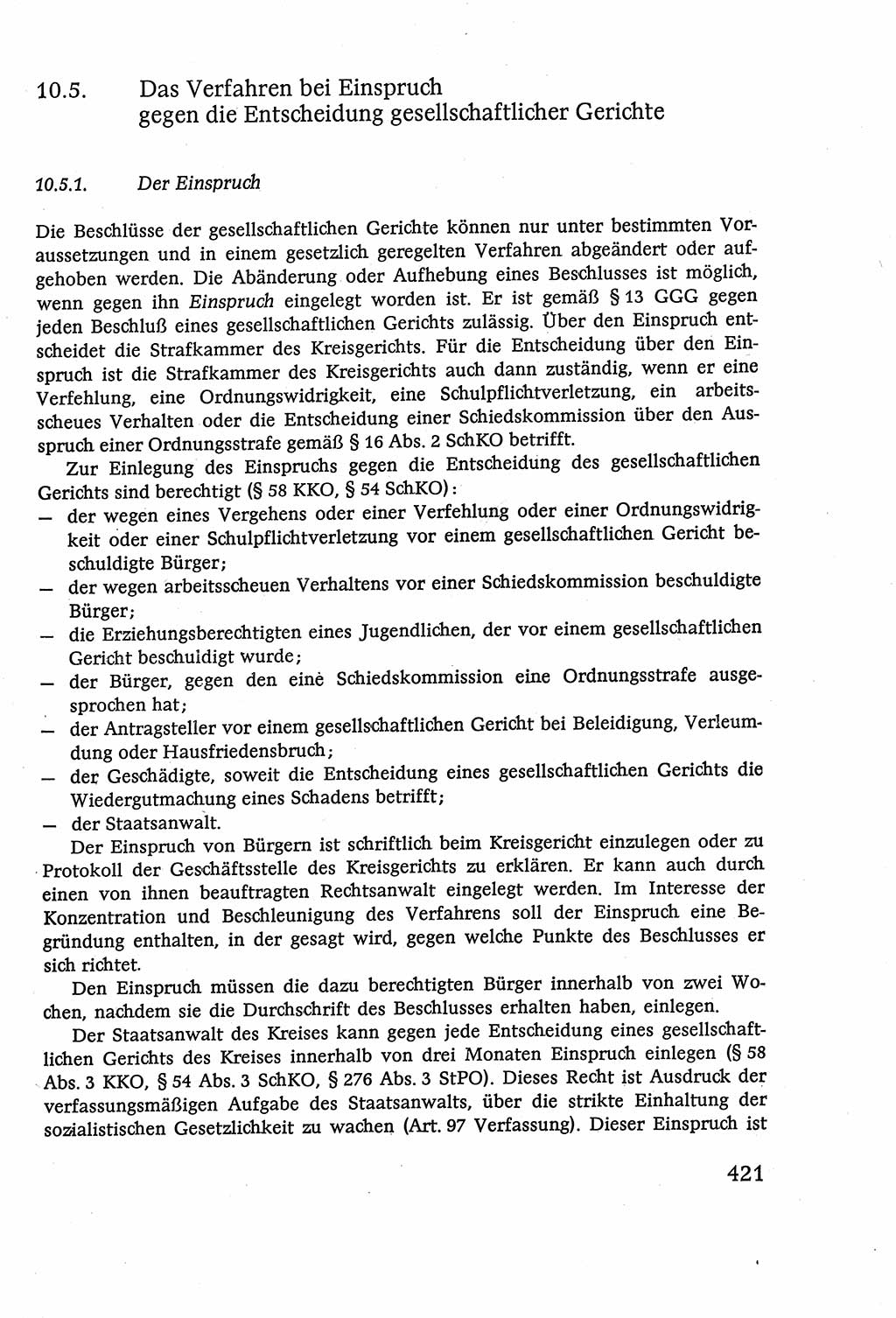 Strafverfahrensrecht [Deutsche Demokratische Republik (DDR)], Lehrbuch 1977, Seite 421 (Strafverf.-R. DDR Lb. 1977, S. 421)