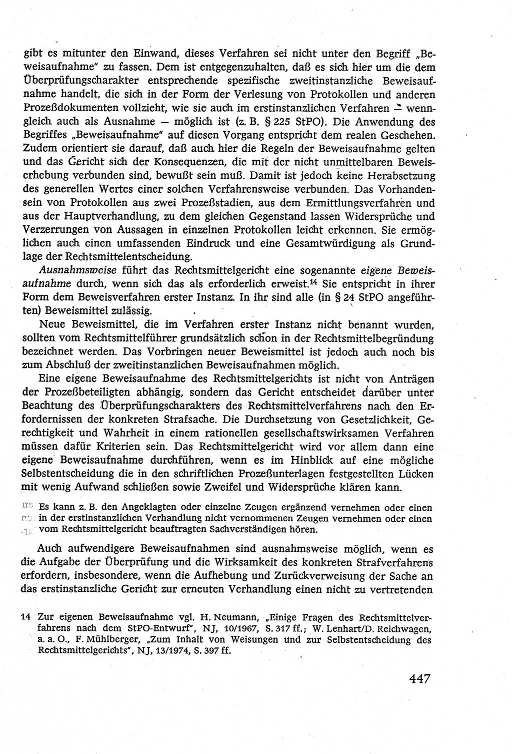 Strafverfahrensrecht [Deutsche Demokratische Republik (DDR)], Lehrbuch 1977, Seite 447 (Strafverf.-R. DDR Lb. 1977, S. 447)
