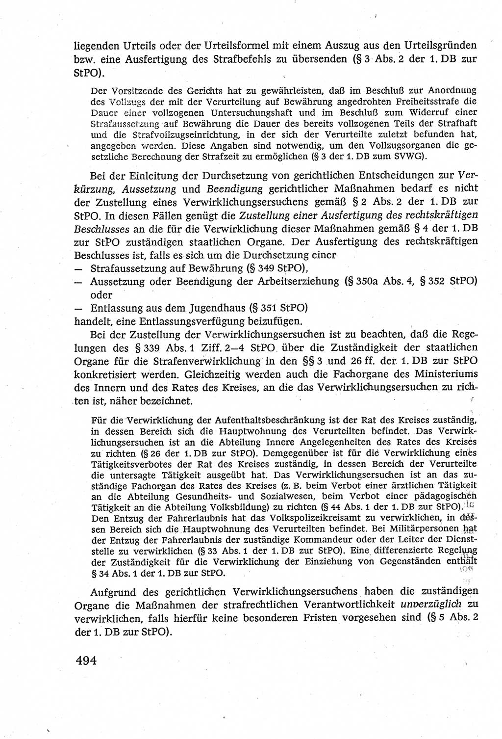Strafverfahrensrecht [Deutsche Demokratische Republik (DDR)], Lehrbuch 1977, Seite 494 (Strafverf.-R. DDR Lb. 1977, S. 494)