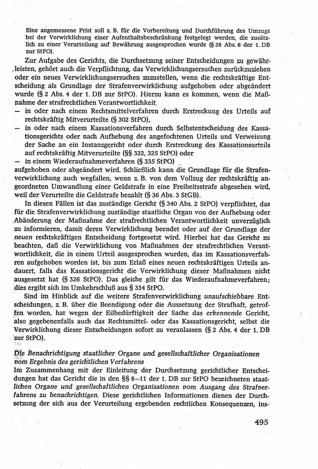 Strafverfahrensrecht [Deutsche Demokratische Republik (DDR)], Lehrbuch 1977, Seite 495 (Strafverf.-R. DDR Lb. 1977, S. 495)