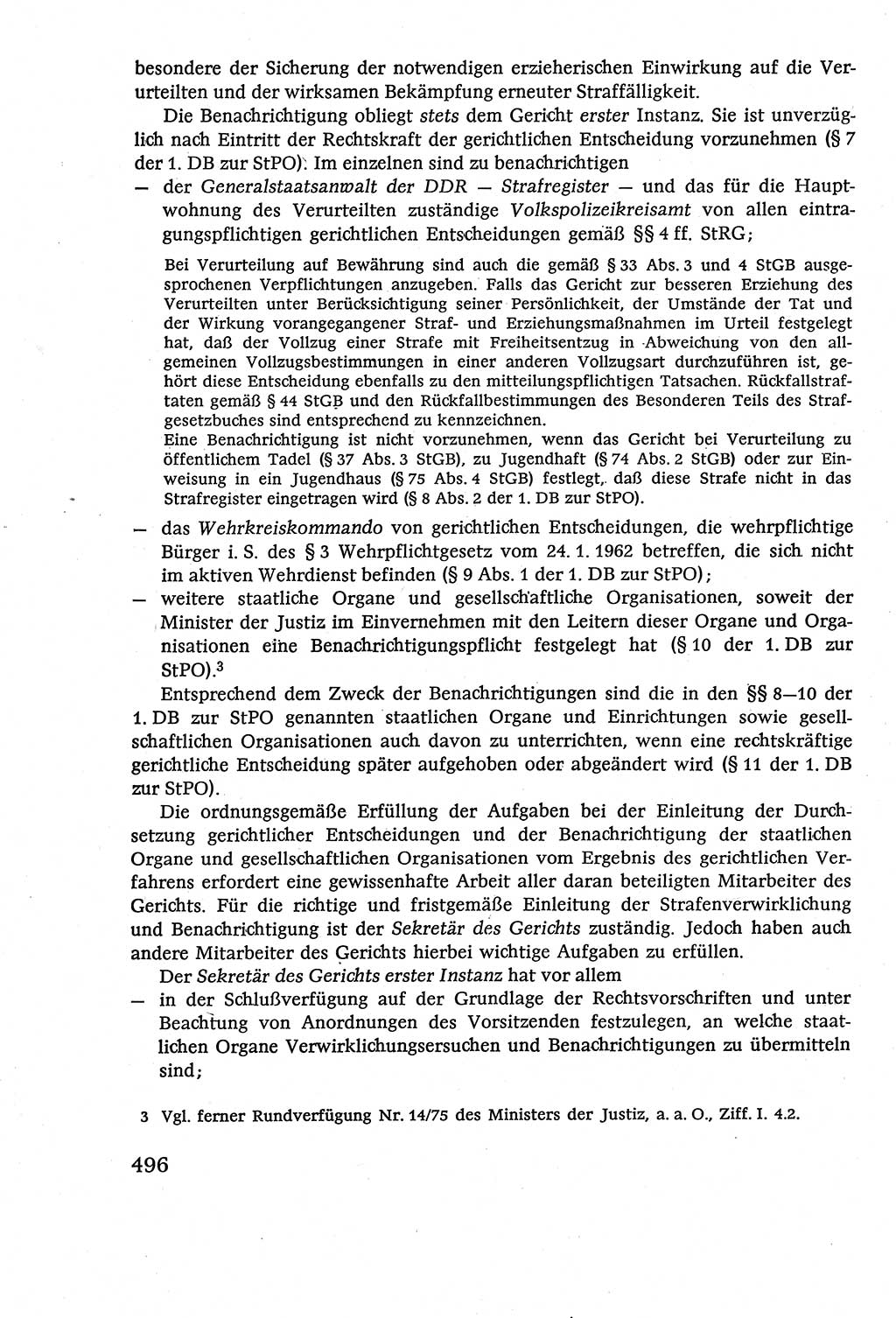 Strafverfahrensrecht [Deutsche Demokratische Republik (DDR)], Lehrbuch 1977, Seite 496 (Strafverf.-R. DDR Lb. 1977, S. 496)