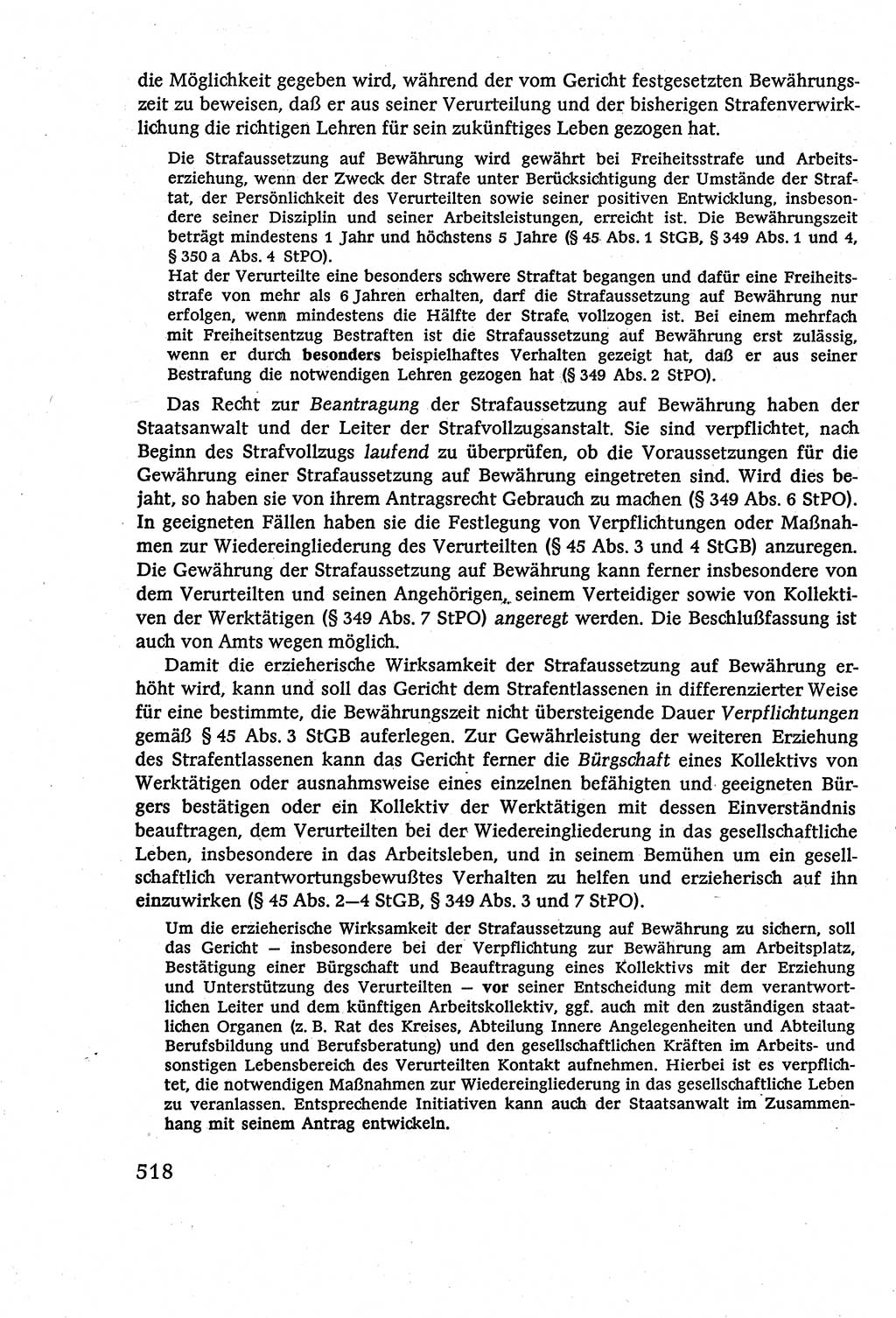 Strafverfahrensrecht [Deutsche Demokratische Republik (DDR)], Lehrbuch 1977, Seite 518 (Strafverf.-R. DDR Lb. 1977, S. 518)