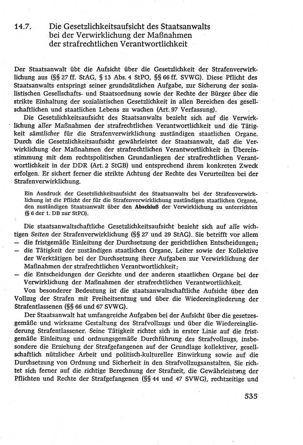 Strafverfahrensrecht [Deutsche Demokratische Republik (DDR)], Lehrbuch 1977, Seite 535 (Strafverf.-R. DDR Lb. 1977, S. 535)