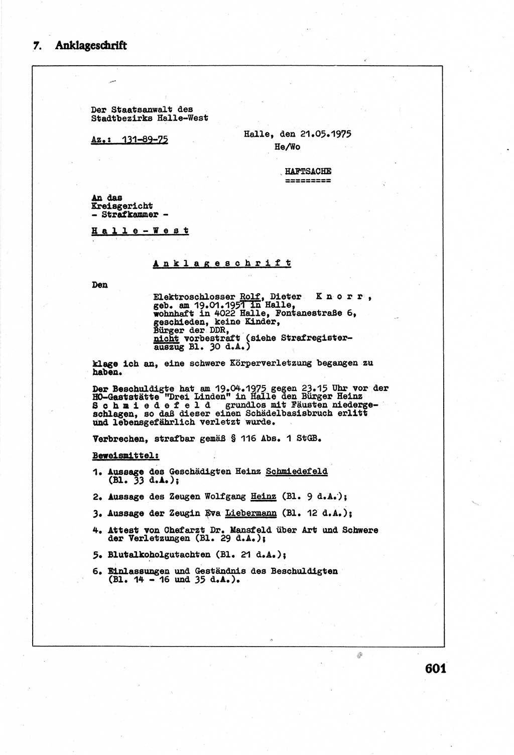 Strafverfahrensrecht [Deutsche Demokratische Republik (DDR)], Lehrbuch 1977, Seite 601 (Strafverf.-R. DDR Lb. 1977, S. 601)