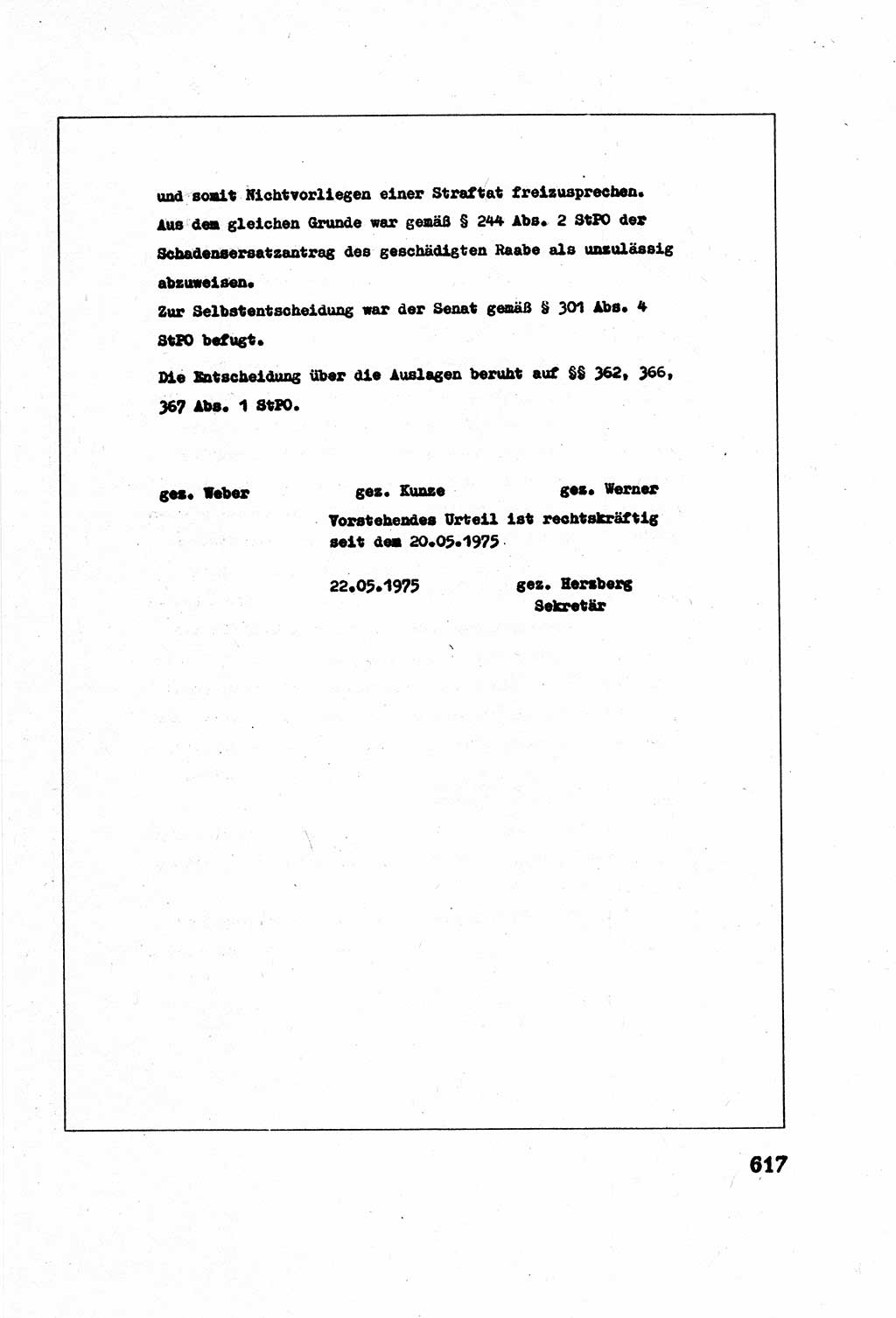 Strafverfahrensrecht [Deutsche Demokratische Republik (DDR)], Lehrbuch 1977, Seite 617 (Strafverf.-R. DDR Lb. 1977, S. 617)