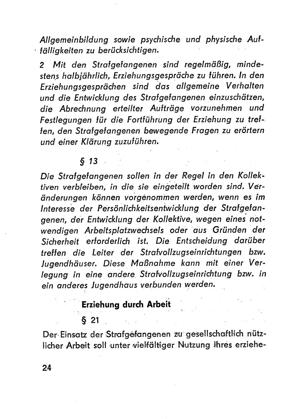 Gesetz über den Vollzug der Strafen mit Freiheitsentzug (Strafvollzugsgesetz) - StVG - [Deutsche Demokratische Republik (DDR)] 1977, Seite 24 (StVG DDR 1977, S. 24)