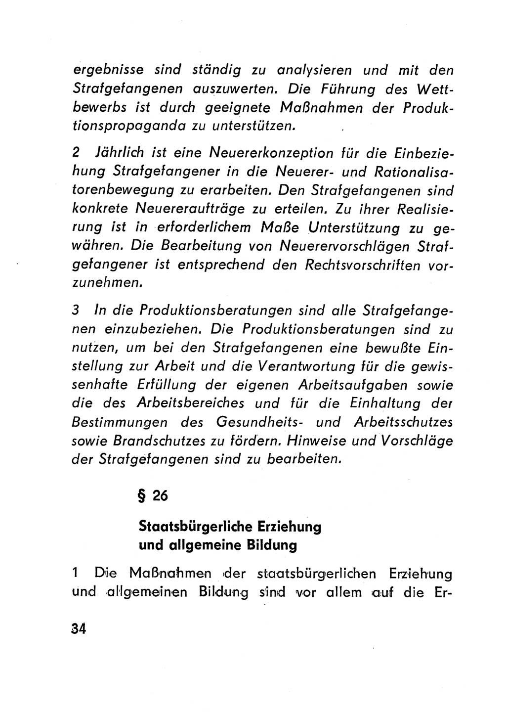 Gesetz über den Vollzug der Strafen mit Freiheitsentzug (Strafvollzugsgesetz) - StVG - [Deutsche Demokratische Republik (DDR)] 1977, Seite 34 (StVG DDR 1977, S. 34)