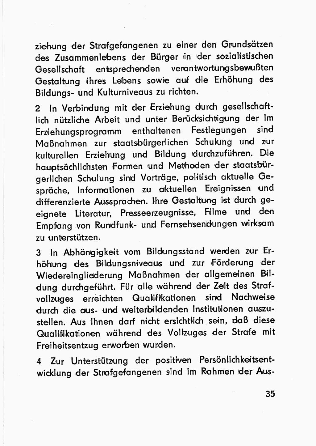 Gesetz über den Vollzug der Strafen mit Freiheitsentzug (Strafvollzugsgesetz) - StVG - [Deutsche Demokratische Republik (DDR)] 1977, Seite 35 (StVG DDR 1977, S. 35)