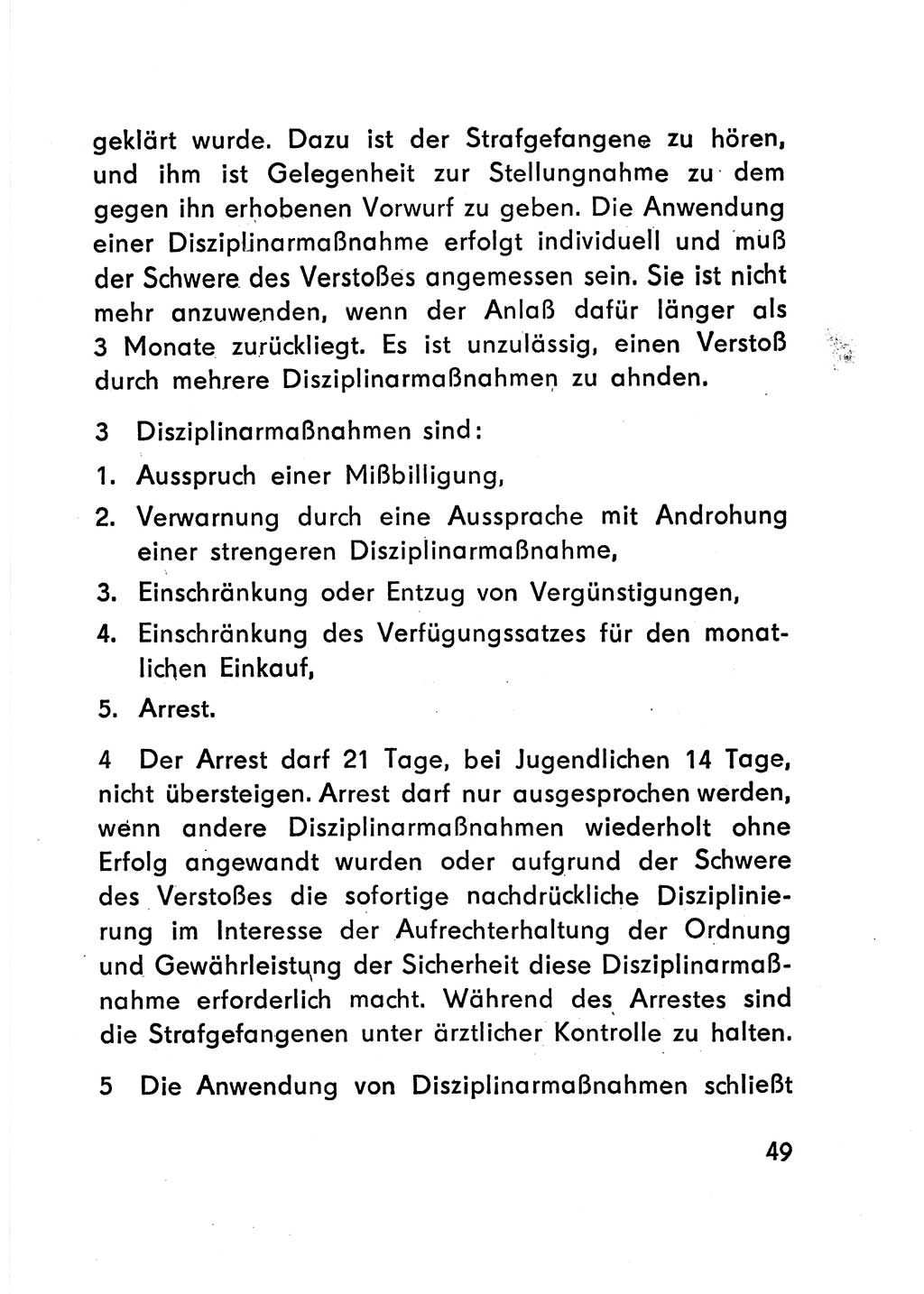Gesetz über den Vollzug der Strafen mit Freiheitsentzug (Strafvollzugsgesetz) - StVG - [Deutsche Demokratische Republik (DDR)] 1977, Seite 49 (StVG DDR 1977, S. 49)