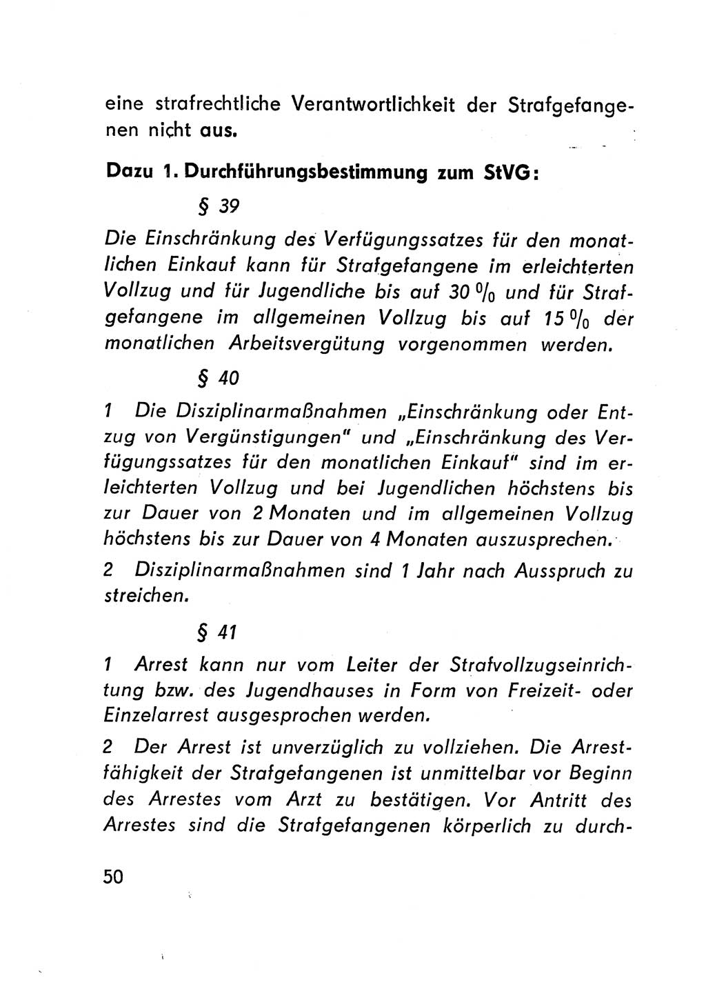 Gesetz über den Vollzug der Strafen mit Freiheitsentzug (Strafvollzugsgesetz) - StVG - [Deutsche Demokratische Republik (DDR)] 1977, Seite 50 (StVG DDR 1977, S. 50)