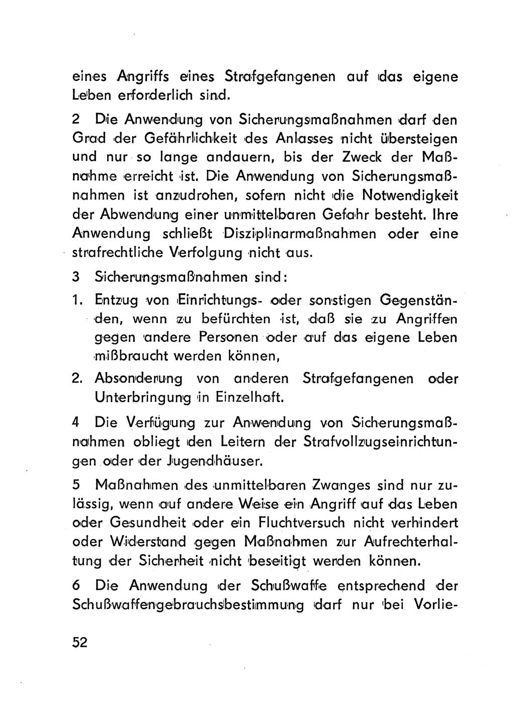 Gesetz über den Vollzug der Strafen mit Freiheitsentzug (Strafvollzugsgesetz) - StVG - [Deutsche Demokratische Republik (DDR)] 1977, Seite 52 (StVG DDR 1977, S. 52)