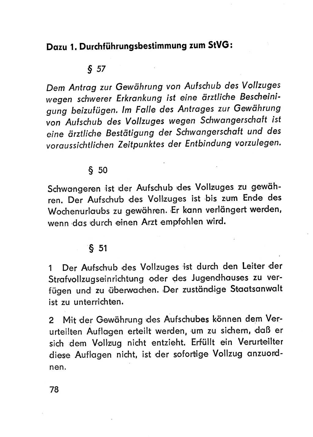 Gesetz über den Vollzug der Strafen mit Freiheitsentzug (Strafvollzugsgesetz) - StVG - [Deutsche Demokratische Republik (DDR)] 1977, Seite 78 (StVG DDR 1977, S. 78)