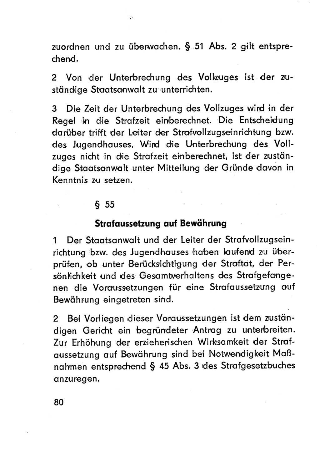 Gesetz über den Vollzug der Strafen mit Freiheitsentzug (Strafvollzugsgesetz) - StVG - [Deutsche Demokratische Republik (DDR)] 1977, Seite 80 (StVG DDR 1977, S. 80)