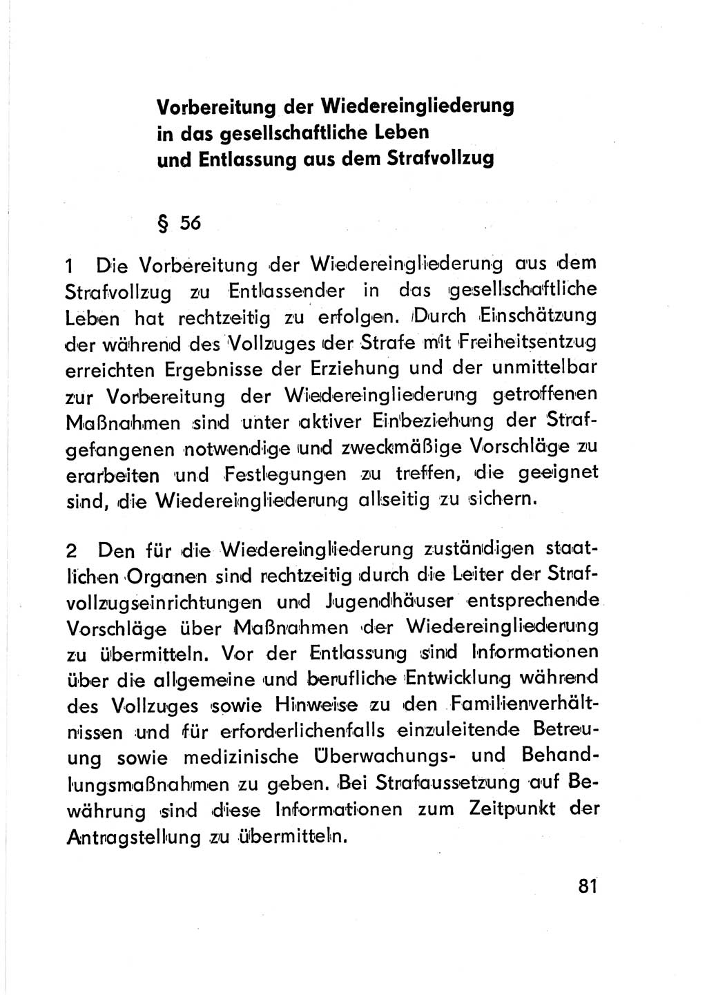 Gesetz über den Vollzug der Strafen mit Freiheitsentzug (Strafvollzugsgesetz) - StVG - [Deutsche Demokratische Republik (DDR)] 1977, Seite 81 (StVG DDR 1977, S. 81)