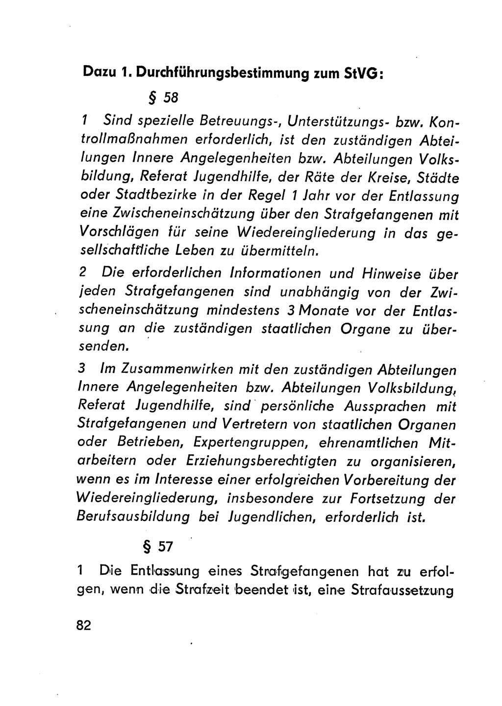 Gesetz über den Vollzug der Strafen mit Freiheitsentzug (Strafvollzugsgesetz) - StVG - [Deutsche Demokratische Republik (DDR)] 1977, Seite 82 (StVG DDR 1977, S. 82)