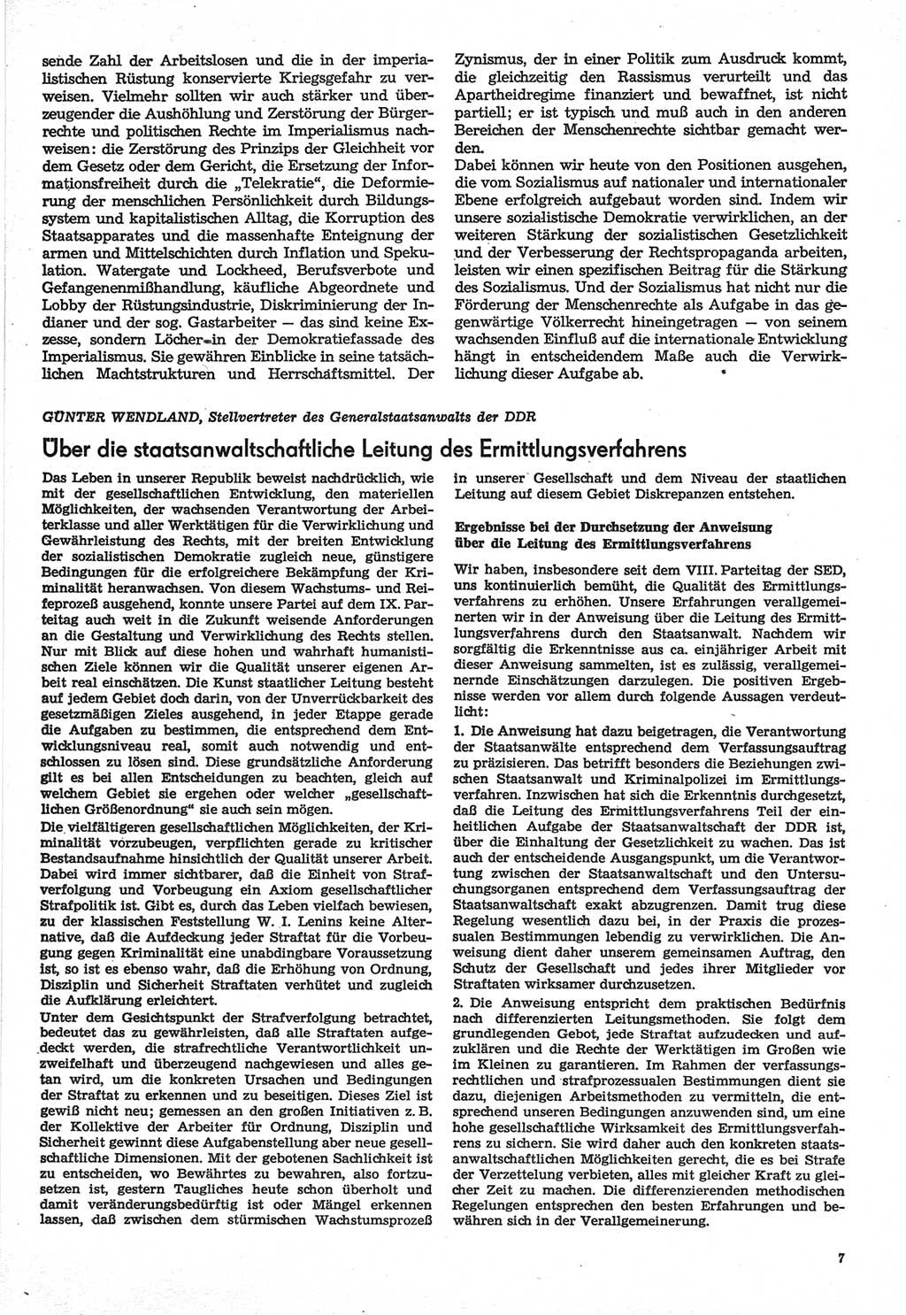 Neue Justiz (NJ), Zeitschrift für Recht und Rechtswissenschaft-Zeitschrift, sozialistisches Recht und Gesetzlichkeit, 31. Jahrgang 1977, Seite 7 (NJ DDR 1977, S. 7)