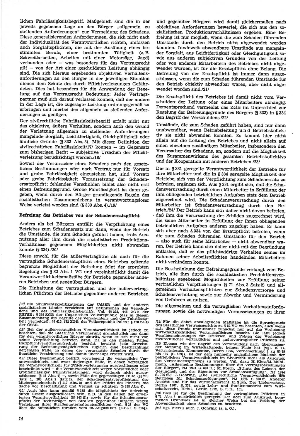 Neue Justiz (NJ), Zeitschrift für Recht und Rechtswissenschaft-Zeitschrift, sozialistisches Recht und Gesetzlichkeit, 31. Jahrgang 1977, Seite 14 (NJ DDR 1977, S. 14)