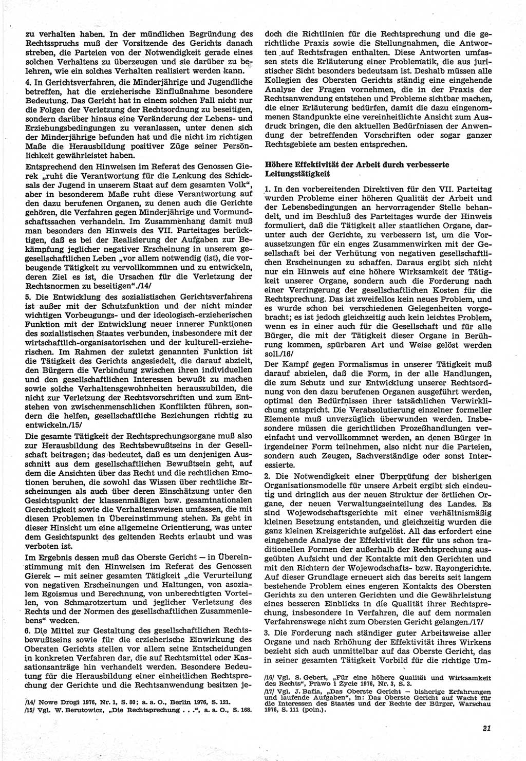 Neue Justiz (NJ), Zeitschrift für Recht und Rechtswissenschaft-Zeitschrift, sozialistisches Recht und Gesetzlichkeit, 31. Jahrgang 1977, Seite 21 (NJ DDR 1977, S. 21)