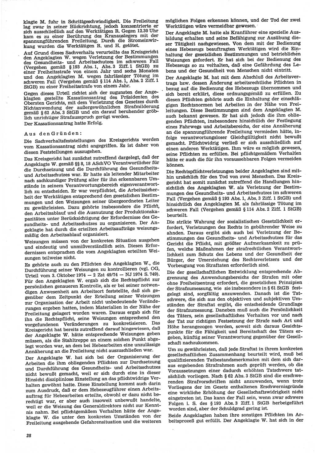 Neue Justiz (NJ), Zeitschrift für Recht und Rechtswissenschaft-Zeitschrift, sozialistisches Recht und Gesetzlichkeit, 31. Jahrgang 1977, Seite 28 (NJ DDR 1977, S. 28)