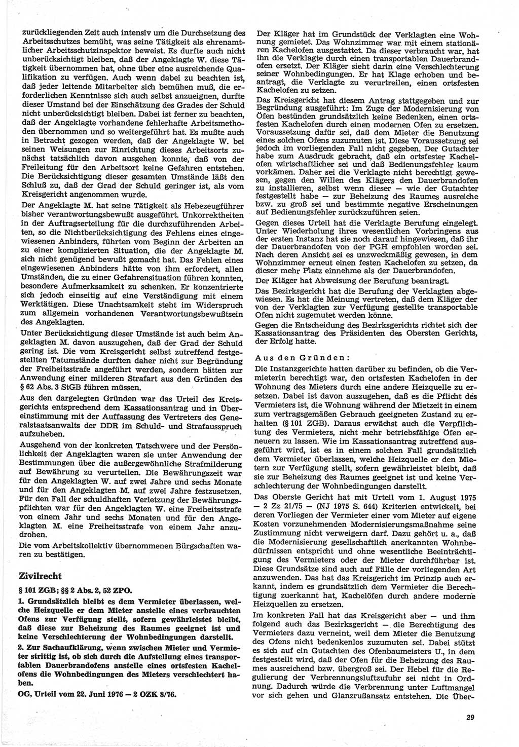 Neue Justiz (NJ), Zeitschrift für Recht und Rechtswissenschaft-Zeitschrift, sozialistisches Recht und Gesetzlichkeit, 31. Jahrgang 1977, Seite 29 (NJ DDR 1977, S. 29)