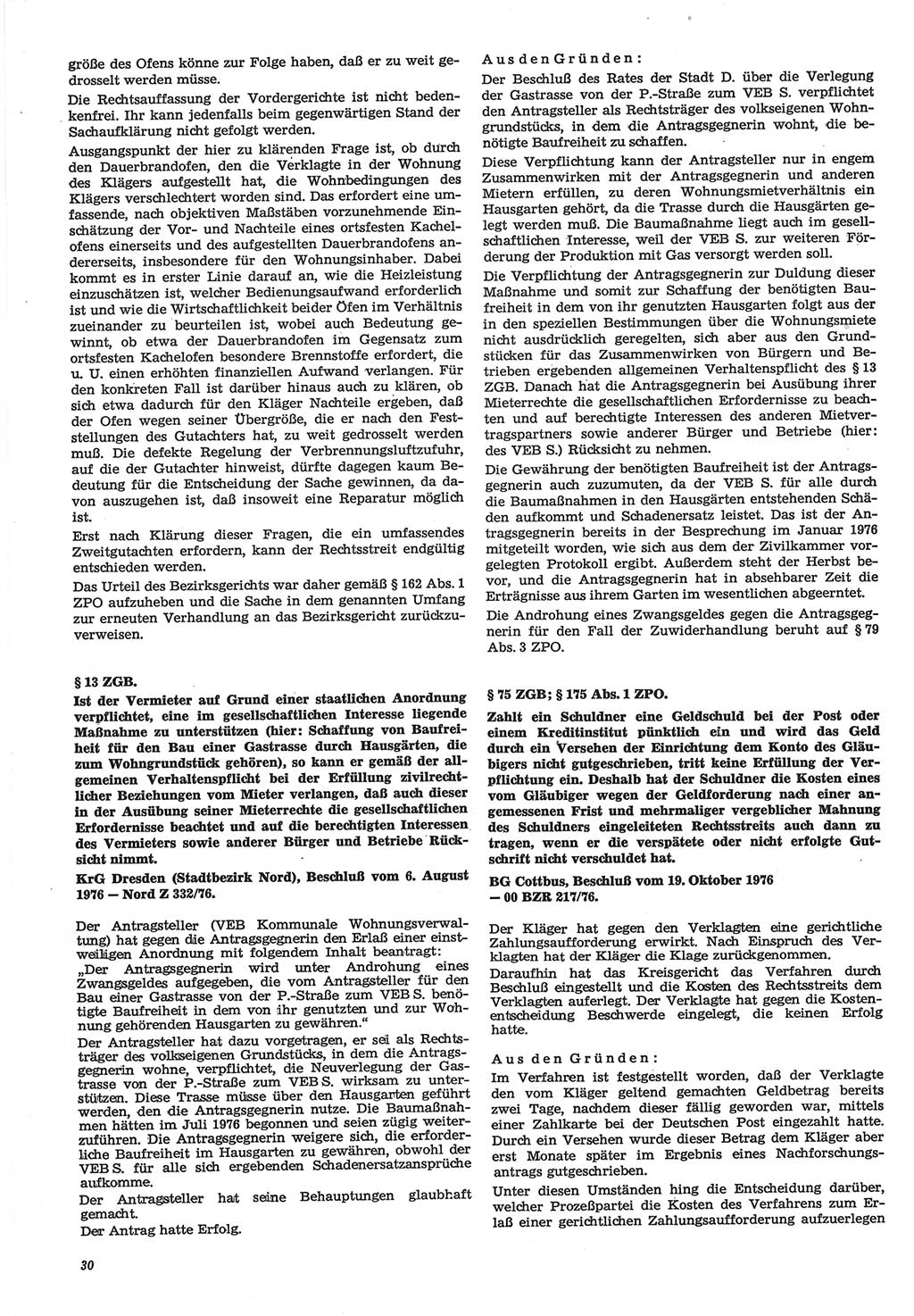Neue Justiz (NJ), Zeitschrift für Recht und Rechtswissenschaft-Zeitschrift, sozialistisches Recht und Gesetzlichkeit, 31. Jahrgang 1977, Seite 30 (NJ DDR 1977, S. 30)