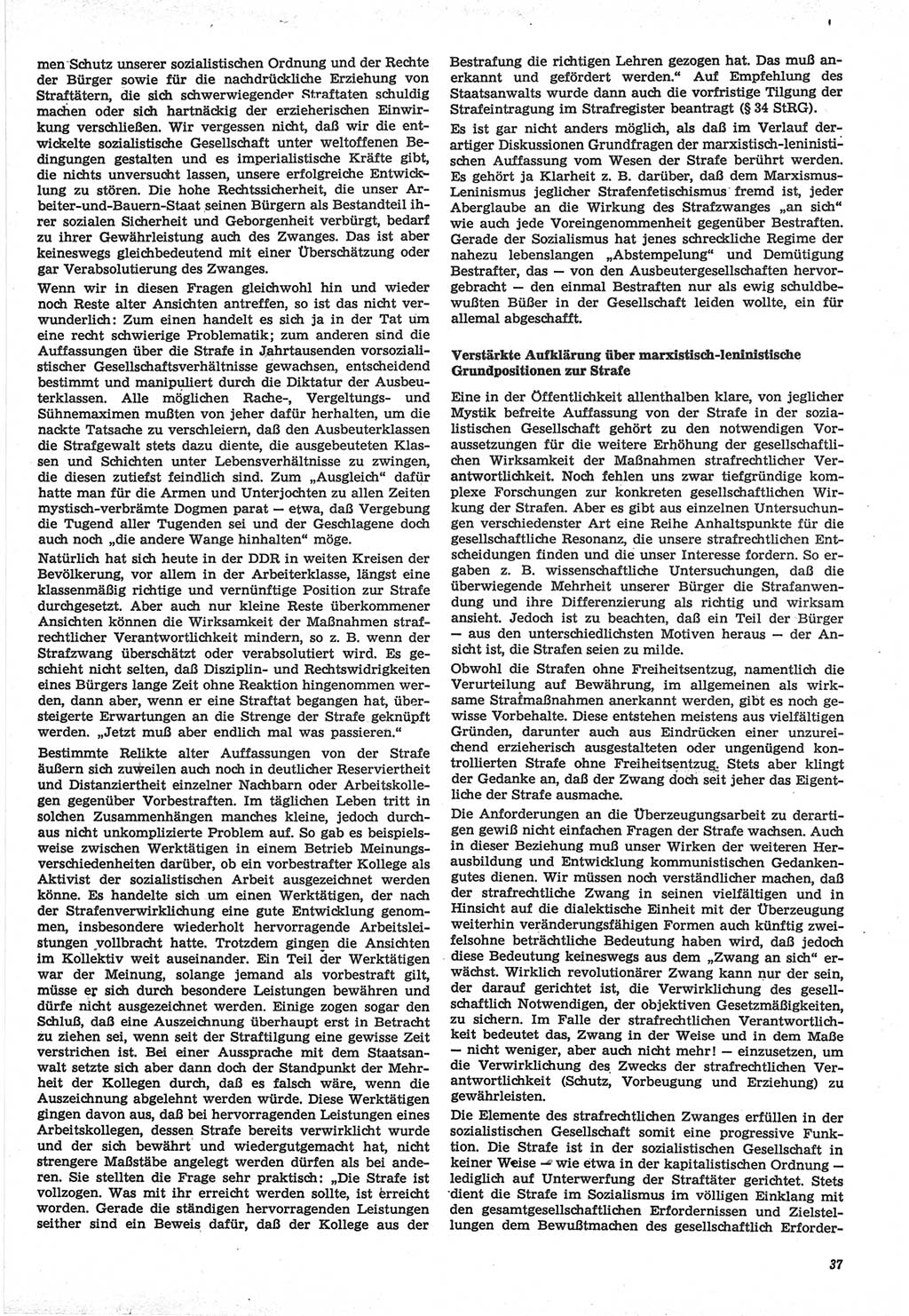 Neue Justiz (NJ), Zeitschrift für Recht und Rechtswissenschaft-Zeitschrift, sozialistisches Recht und Gesetzlichkeit, 31. Jahrgang 1977, Seite 37 (NJ DDR 1977, S. 37)