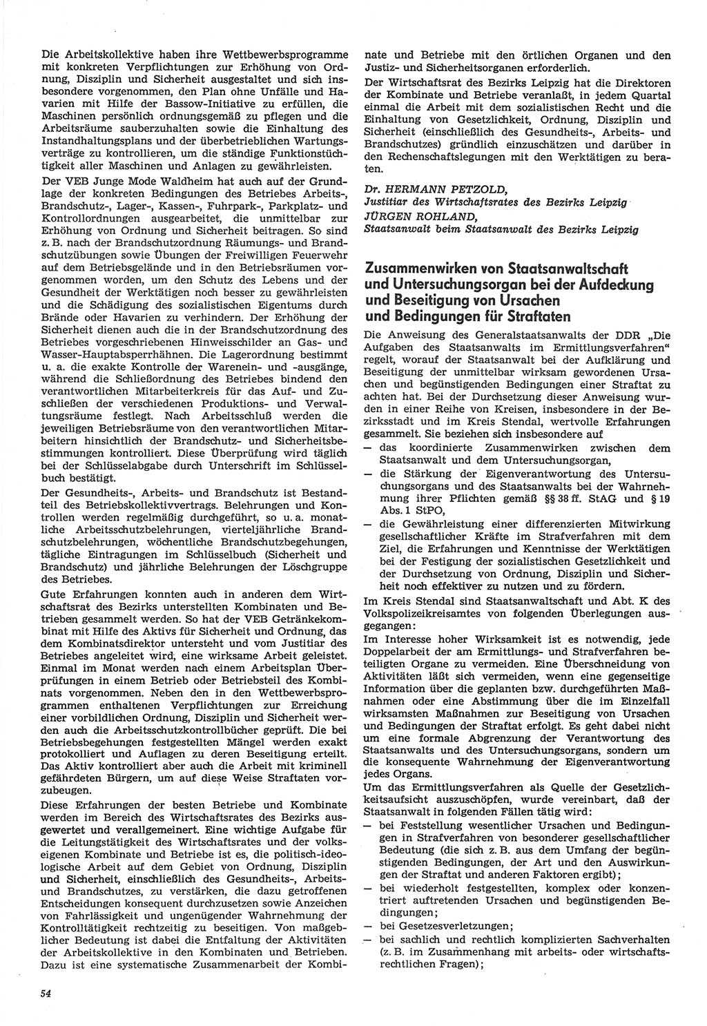 Neue Justiz (NJ), Zeitschrift für Recht und Rechtswissenschaft-Zeitschrift, sozialistisches Recht und Gesetzlichkeit, 31. Jahrgang 1977, Seite 54 (NJ DDR 1977, S. 54)