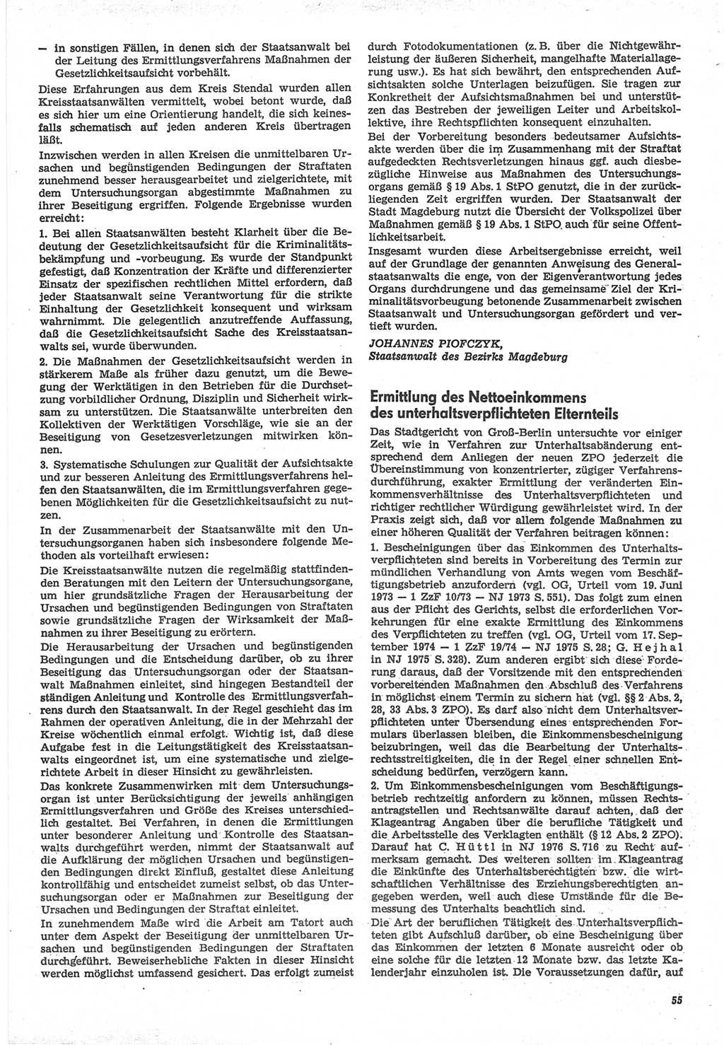 Neue Justiz (NJ), Zeitschrift für Recht und Rechtswissenschaft-Zeitschrift, sozialistisches Recht und Gesetzlichkeit, 31. Jahrgang 1977, Seite 55 (NJ DDR 1977, S. 55)