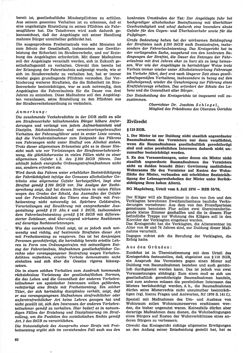 Neue Justiz (NJ), Zeitschrift für Recht und Rechtswissenschaft-Zeitschrift, sozialistisches Recht und Gesetzlichkeit, 31. Jahrgang 1977, Seite 60 (NJ DDR 1977, S. 60)